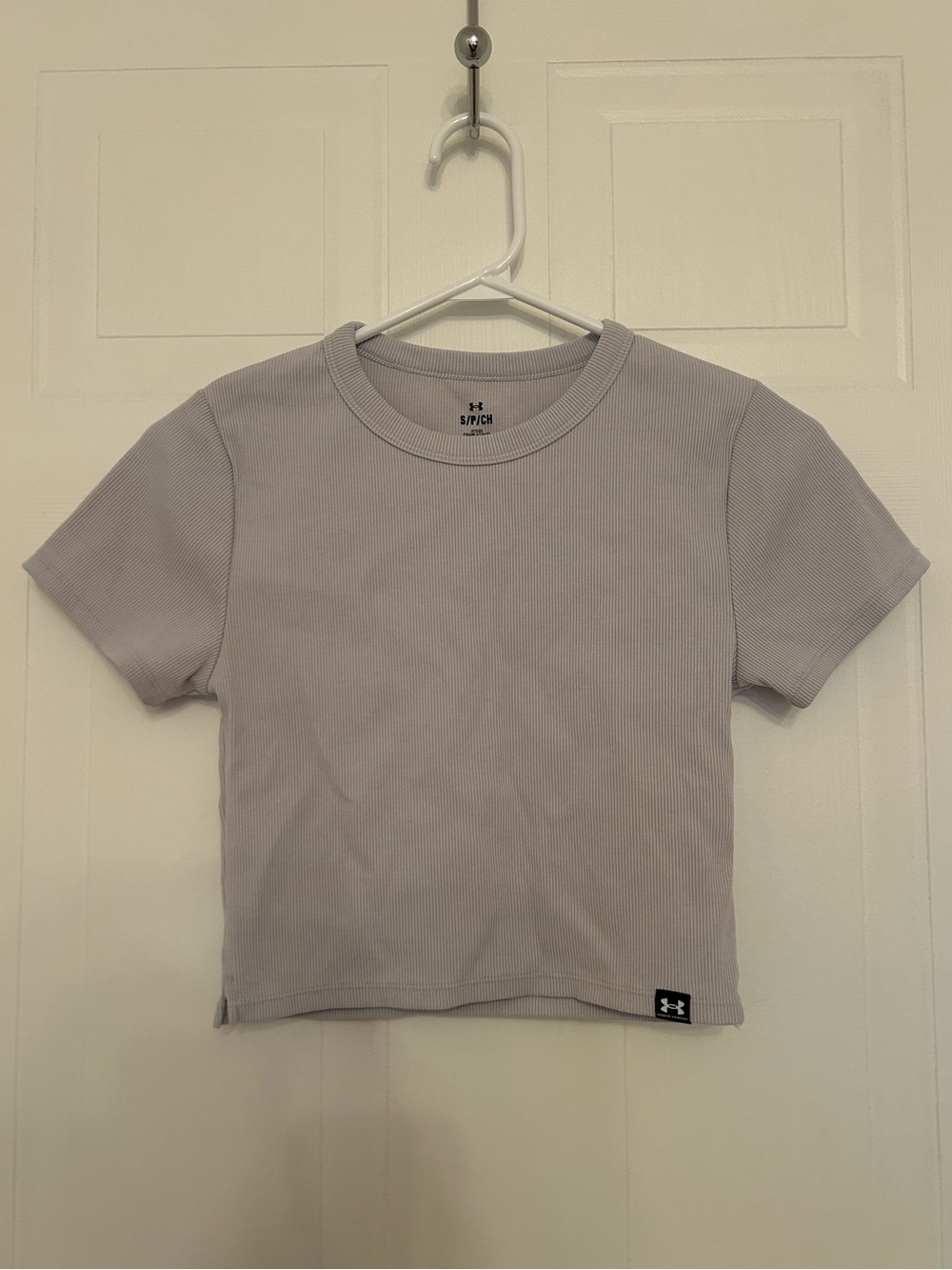 Under Armour Dusty Lavender Ribbed Crewneck Crop Tee